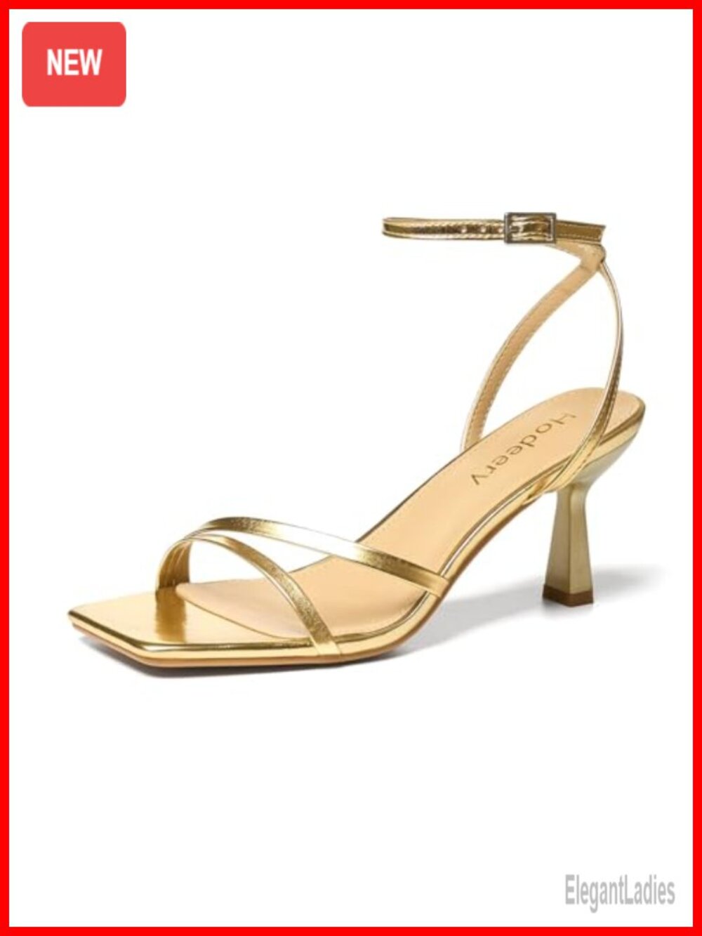 Strappy Heels Square Open Toe Stiletto Ankle Strap Faux Leather Women